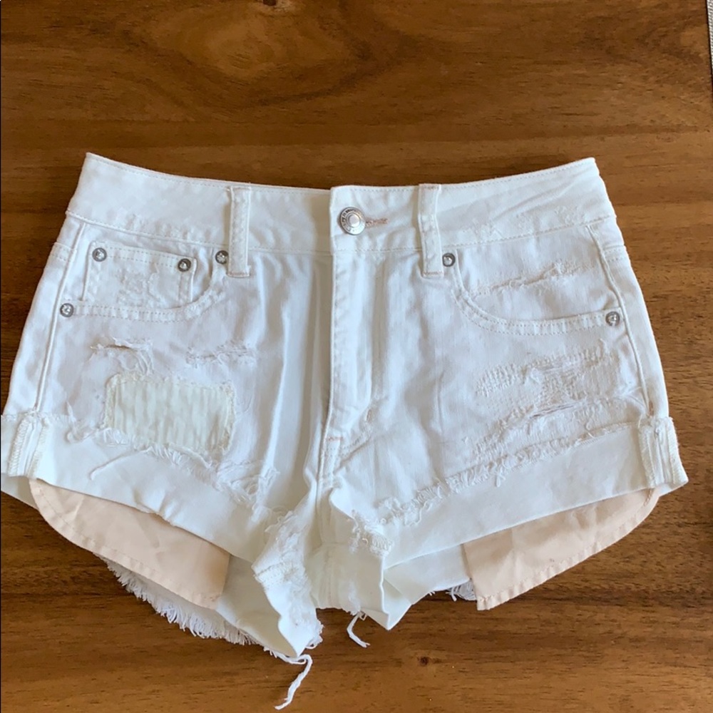 American Eagle white Highrise festival jean shorts